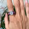 6ct emerald Cut White Sapphire Ruby Ring