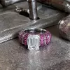 6ct emerald Cut White Sapphire Ruby Ring