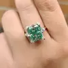 8.5ct Radiant Cut Green Sapphire Engagement Ring