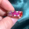 12ctw Pear Cut Multicolor Sapphire Rainbow Eternity Ring