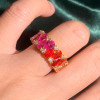 12ctw Pear Cut Multicolor Sapphire Rainbow Eternity Ring
