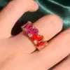 12ctw Pear Cut Multicolor Sapphire Rainbow Eternity Ring