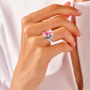 8ct Emerald Cut Pink Sapphire Flower Cocktail Ring