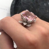8ct Emerald Cut Pink Sapphire Flower Cocktail Ring