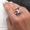 8ct Emerald Cut Pink Sapphire Flower Cocktail Ring