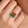 6ct Emerald Cut Bicolor Tourmaline Engagement Ring