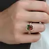 6ct Emerald Cut Bicolor Tourmaline Engagement Ring