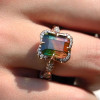 6ct Emerald Cut Bicolor Tourmaline Engagement Ring