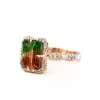 6ct Emerald Cut Bicolor Tourmaline Engagement Ring