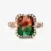 6ct Emerald Cut Bicolor Tourmaline Engagement Ring