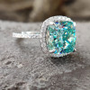 5.6ct Cushion Cut Cyan Blue Sapphire Engagement Ring