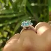 5.6ct Cushion Cut Cyan Blue Sapphire Engagement Ring