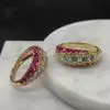 Gradient Size Ruby and White Sapphire Wedding Band