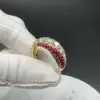 Gradient Size Ruby and White Sapphire Wedding Band