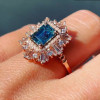 3.8ct Emerald Cut Aquamarine Vintage Halo Ring