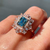 3.8ct Emerald Cut Aquamarine Vintage Halo Ring