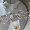 Marquise Cut White Sapphire Stackable Wedding Ring Set