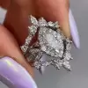 Marquise Cut White Sapphire Stackable Wedding Ring Set