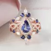 Pear Cut Tanzanite Blue Sapphire Wedding Ring Set