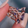 Pear Cut Tanzanite Blue Sapphire Wedding Ring Set