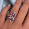 Pear Cut Tanzanite Blue Sapphire Wedding Ring Set