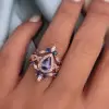 Pear Cut Tanzanite Blue Sapphire Wedding Ring Set