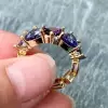 3.8ctw Tanzanite Blue Sapphire and Amethyst Wedding Band