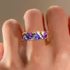 3.8ctw Tanzanite Blue Sapphire and Amethyst Wedding Band