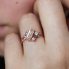 Baguette Cut Light Champagne Tourmaline Dainty Ring
