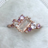 Baguette Cut Light Champagne Tourmaline Dainty Ring