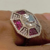 4.1ct Asscher Cut Art-Deco Engagement Ring
