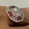4.1ct Asscher Cut Art-Deco Engagement Ring