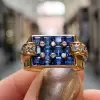 Retro White and Blue Sapphire Cocktail Ring