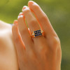 Retro White and Blue Sapphire Cocktail Ring