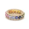8.9ctw Heart Cut Rainbow Sapphire Wedding Band