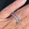 8.9ctw Heart Cut Rainbow Sapphire Wedding Band