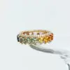 8.9ctw Heart Cut Rainbow Sapphire Wedding Band