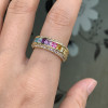 5.6ctw Channel Set Rainbow Sapphire Wedding Band