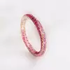Pink Sapphire and Ruby Mobius Wedding Band