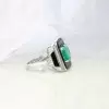 Art-Deco 4.2ct Cushion Cut Emerald Enamel Ring
