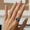 4ct Cushion Cut Sapphire Enamel Art-Deco Engagement Ring