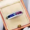5.1ctw Princess Cut Rainbow Sapphire Eternity Ring