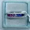 5.1ctw Princess Cut Rainbow Sapphire Eternity Ring