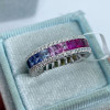 5.1ctw Princess Cut Rainbow Sapphire Eternity Ring