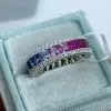 5.1ctw Princess Cut Rainbow Sapphire Eternity Ring