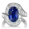 Art-Deco 5.6ct Oval Cut Sapphire Engagement Ring