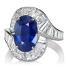 Art-Deco 5.6ct Oval Cut Sapphire Engagement Ring