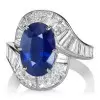Art-Deco 5.6ct Oval Cut Sapphire Engagement Ring