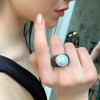 Black Sapphire Paved Pearl Cocktail Ring
