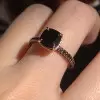3ct Cushion Cut Black Sapphire Engagement Ring